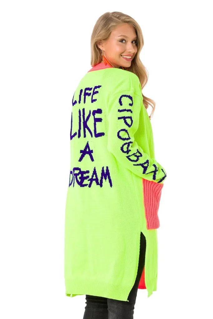 WP242 Neon Women's Tunic Length Cardigan
