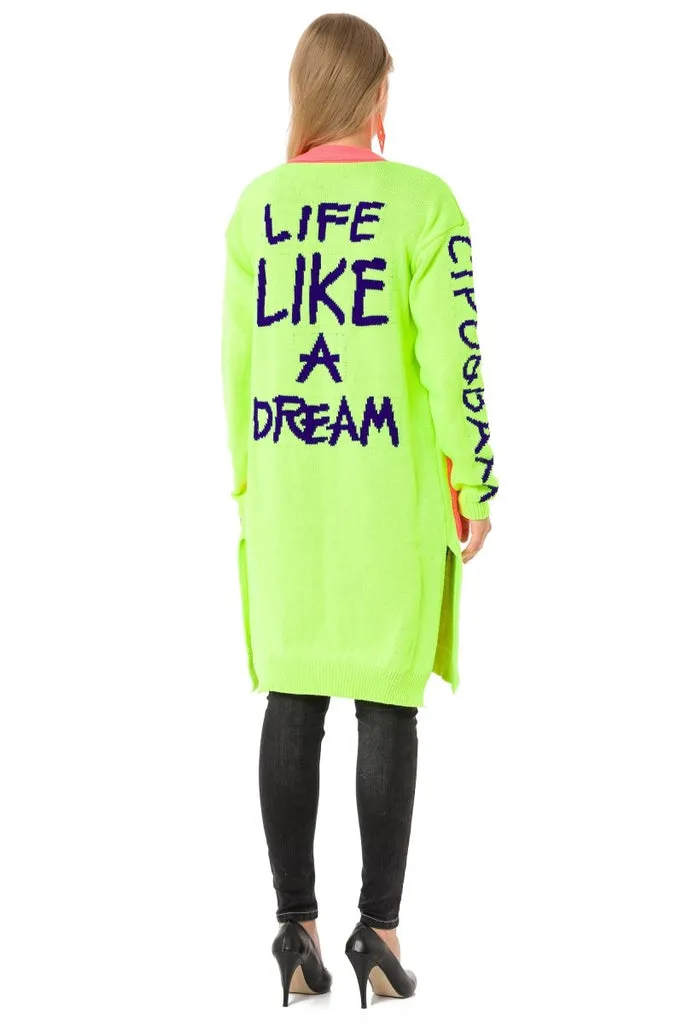 WP242 Neon Women's Tunic Length Cardigan